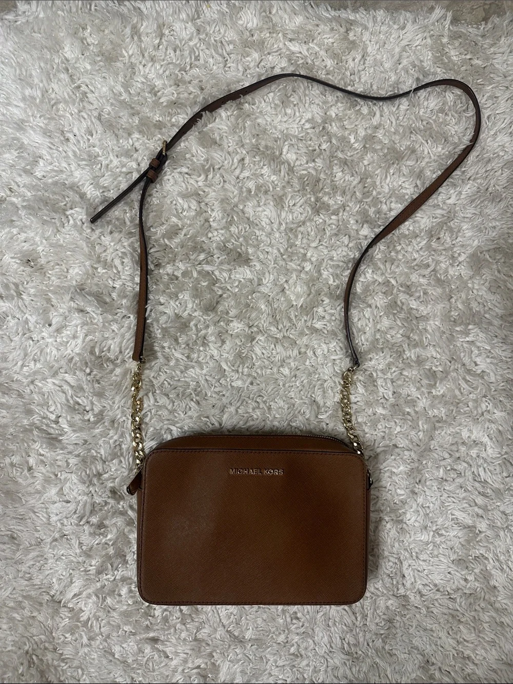 Michael Kors Cognac Saffiano Leather Crossbody Bag